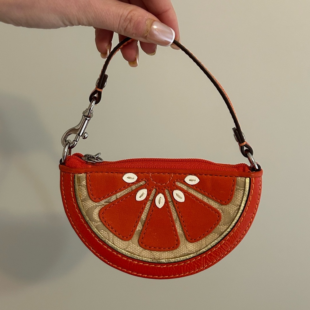 Vintage coach orange slice fruit coin purse